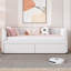 Lit de jour rembourré Classic Classic avec dossier ergonomique et deux tiroirs de rangement, velours beige-129385531