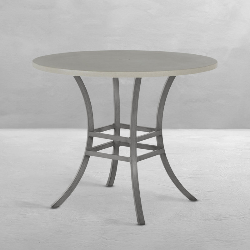 Superstone 36" Round Dining Table With Base - Travertine Top/oyster Base, Oyster