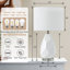 23 po. Cristal de céramique blanche moderne pour chambre à coucher, salon, table de chevet, table de chevet, lampes de table simples avec abat-jour tambour en lin-2068342409