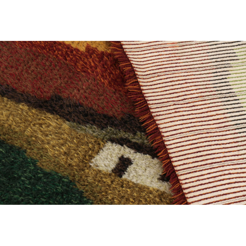 Vintage Swedish Rya Rug, Colorful Scandinavian Abstract Patterns - Rug & Kilim