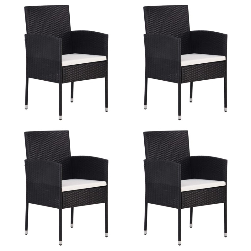 Chaises de patio avec coussins 4 pièces Red Barrel Studio®, Noir, Noir, noir, noir, noir