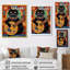 Chat noir boho jouant de la guitare - art mural chat-908943458-908944281