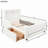 Twin Size upholstered platform bed with drawer, LED light strip, USB port, White-888466563-888466561
