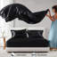 Drap-housse noir luxueux 100% satin, 7 plis