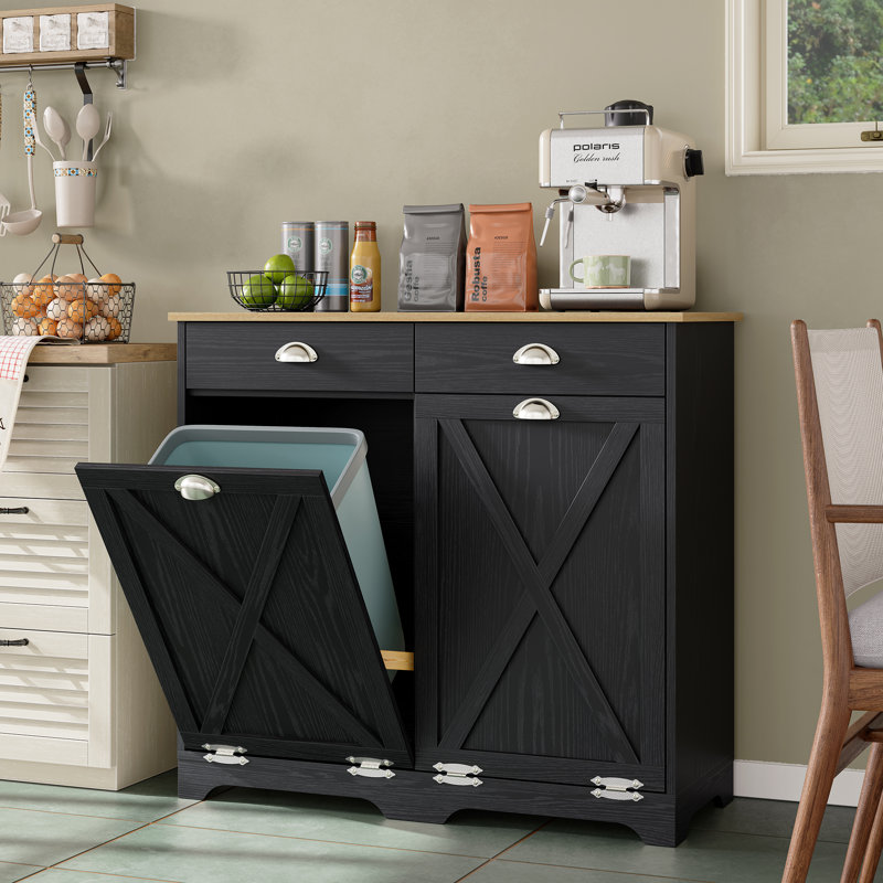 Poubelle à double basculement 10 gallons, Noir