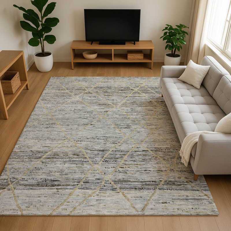 Premium Machine Washable Honig AMF1658 Diamonds Rug, Rectangle 2'6" x 3'10"