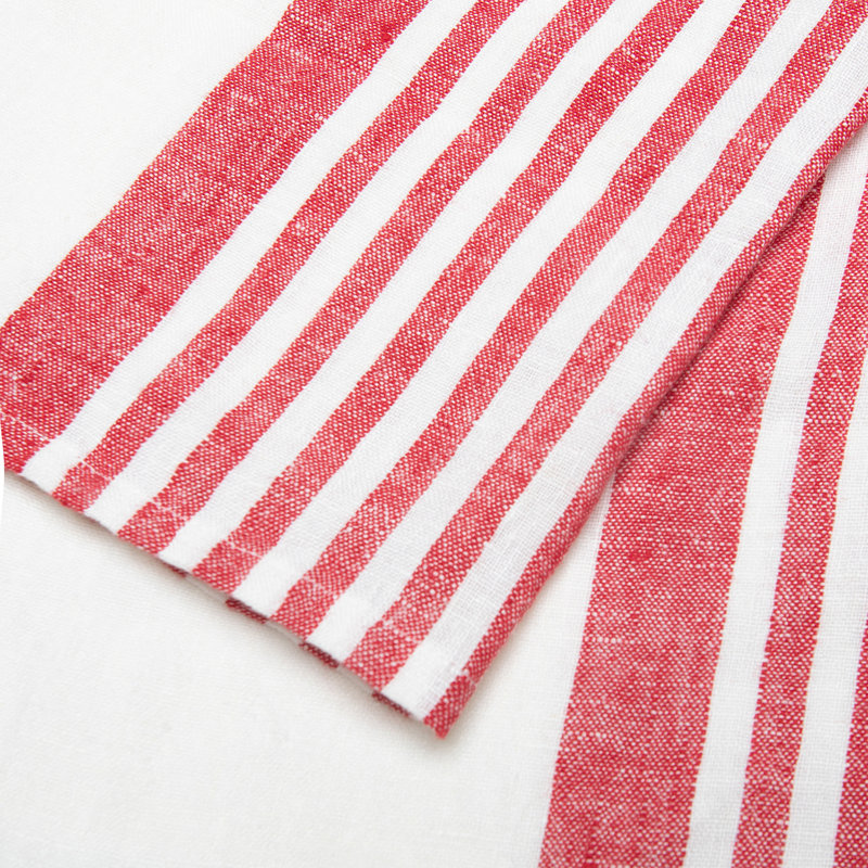 Brittany Striped Tea Towel, White/Red