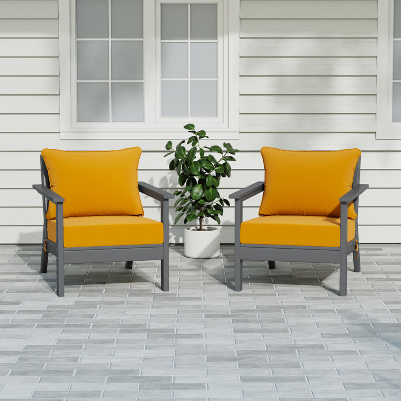 Chaise profonde avec coussins (ensemble de 2), Gris, Jaune