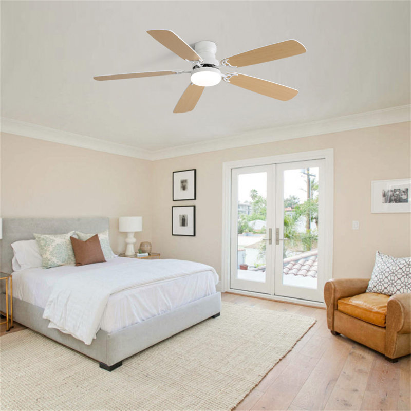 Mihane Ceiling Fan with LED Lights, White, Natural