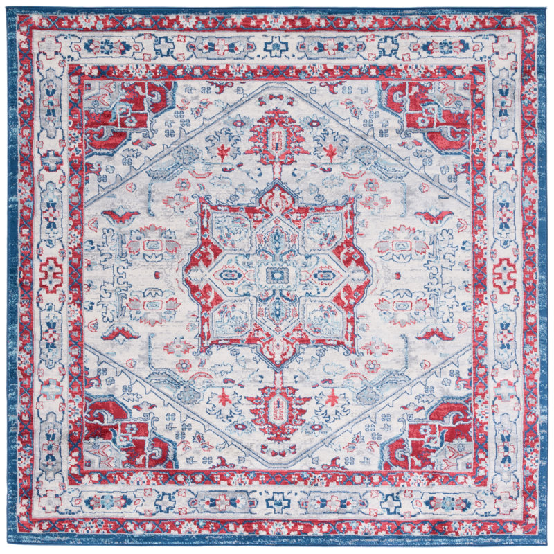 Tapis ivoire / rouge Aveon 852, Carré 6 pi 7 po