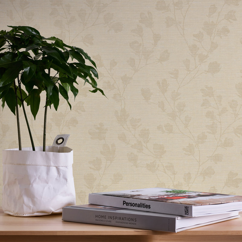 Fusion Floral Trail Motif 32.97' L x 20.87" W Wallpaper Roll, Taupe/Beige