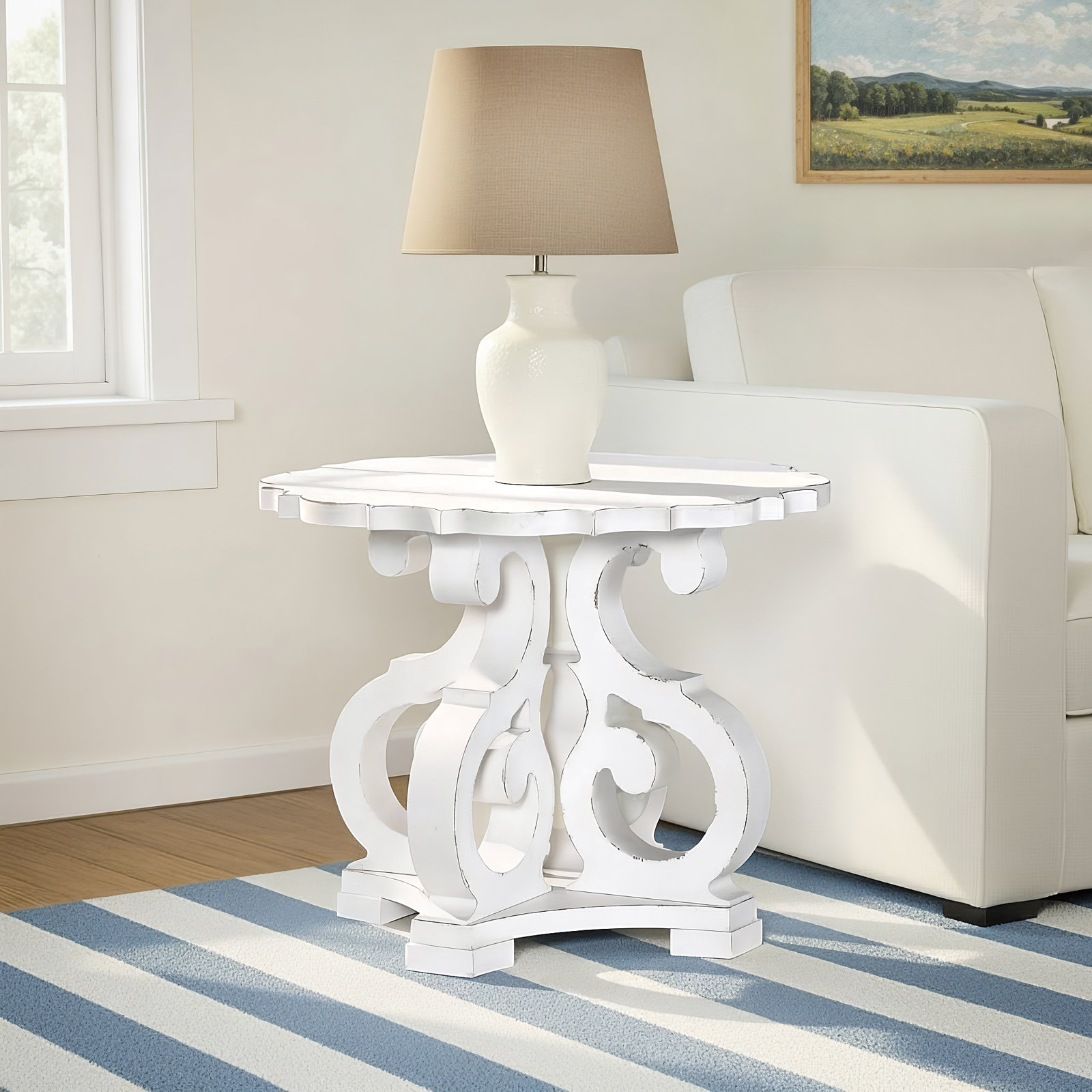 Country Living Corbel Base End Table, White