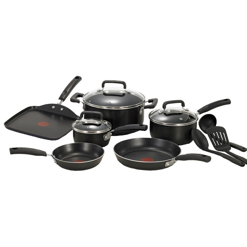 T-fal 12-Piece Black Non-Stick Aluminum Cookware Set
