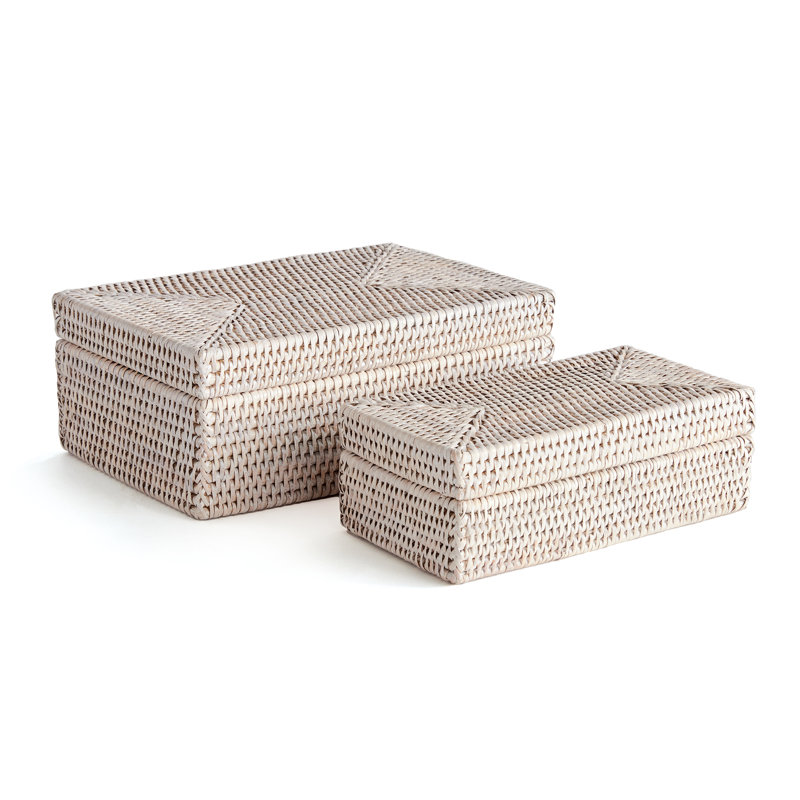 Artemis 2 - Piece Handmade Wicker Decorative Box, White