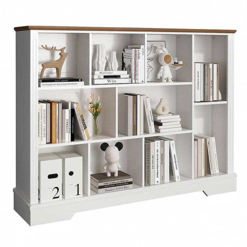 10-cube Farmhouse Bookcase With Adjustable Shelf – White, White