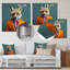 Orange et vert habillé de renard - art mural en métal animal renard-782573936