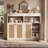  Freestanding Bathroom Storage Cabinet, Rattan Door Storage Organizer with Adjustable Shelves, Bohemian Slim Floor Cabinet for Bathroom Living Room Entryway Small Space-1742702399