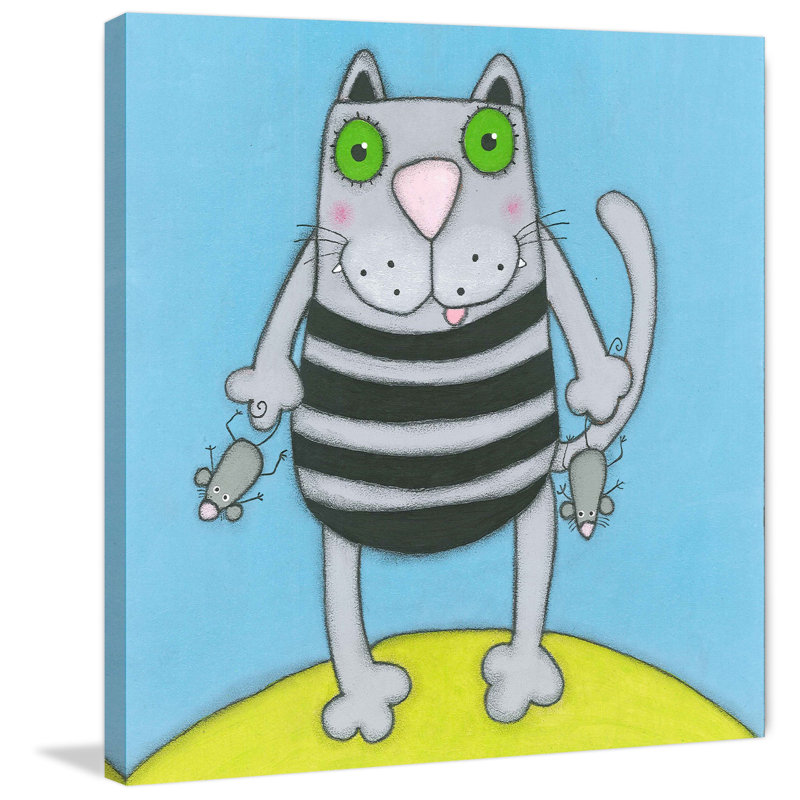 «Cat with Mice», reproduction sur toile tendue, H 48 po x l 48 po x P 1,5 po