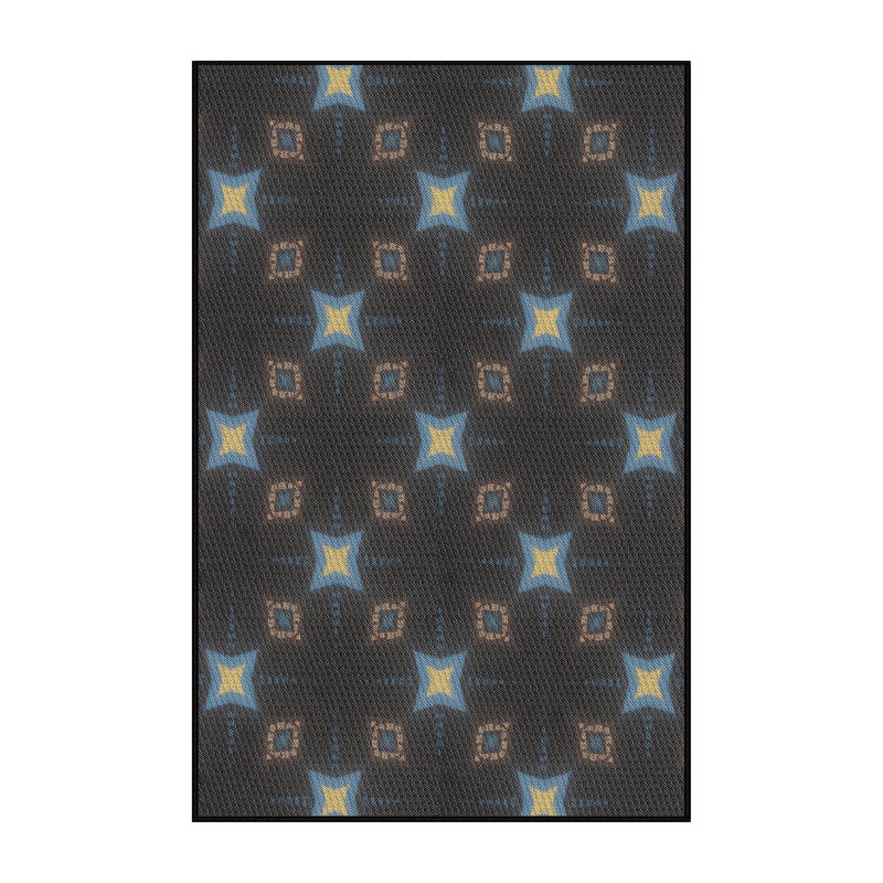 Tapis gris/vert à motifs, Rectangle 5 pi x 7 pi