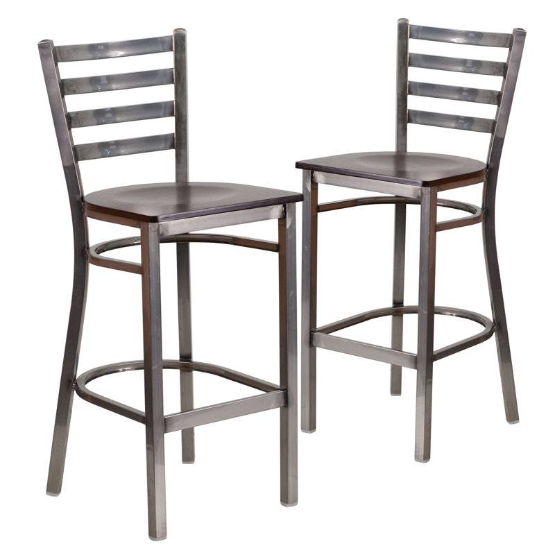 Tabourets de bar en métal Loughran, Cerise, 2, Gris