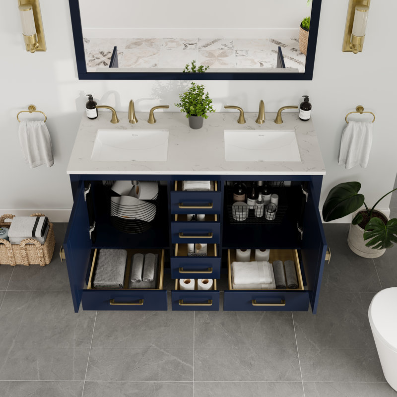 Minnich 48" Double Bathroom Vanity Set, Silver