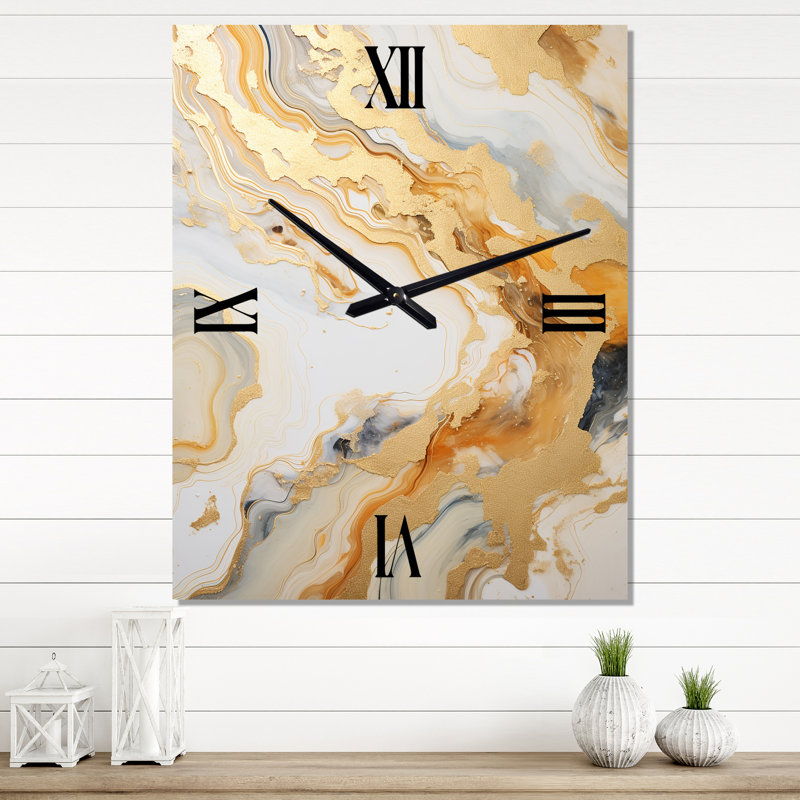 Cotrina - Horloge murale moderne en marbre abstrait, Moyen