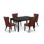 Ensemble de table de salle à manger moderne 5 pièces comprenant une table de cuisine rectangulaire et 4 chaises Parson en tissu de polyester, 36 x 60 pouces, acajou-2086293444-2086293469