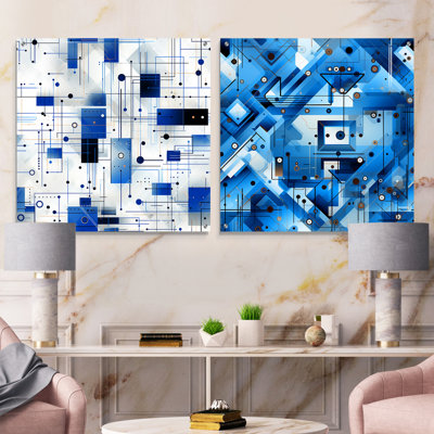 Daanya - Abstract Geometric Acrylic Wall Art Glass Set Of 2