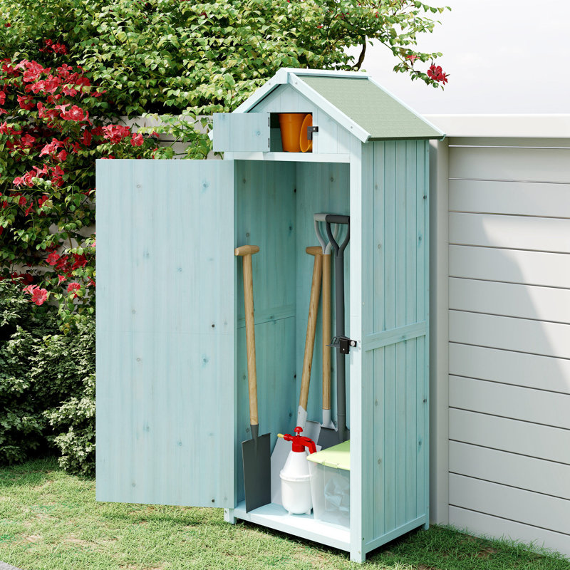 Outsunny Small Shed Wooden Garden Shed, Blue