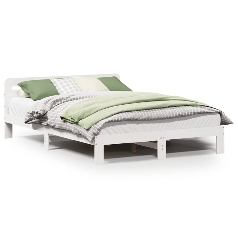 Solid Wood Bed Frame, Double (4'6), White