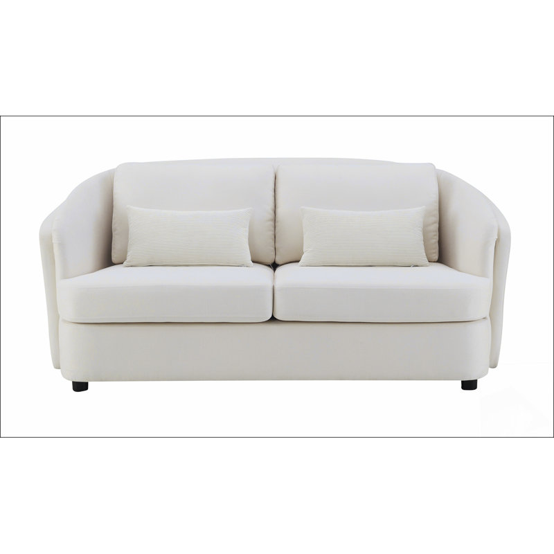 Causeuse en lin beige avec 2 coussins décoratifs Mariko