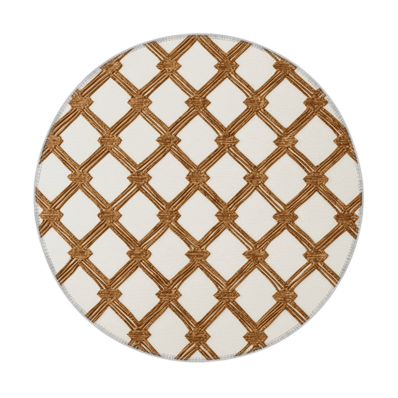 Tapis intérieur et extérieur beige Trellis, Rond 5 pi