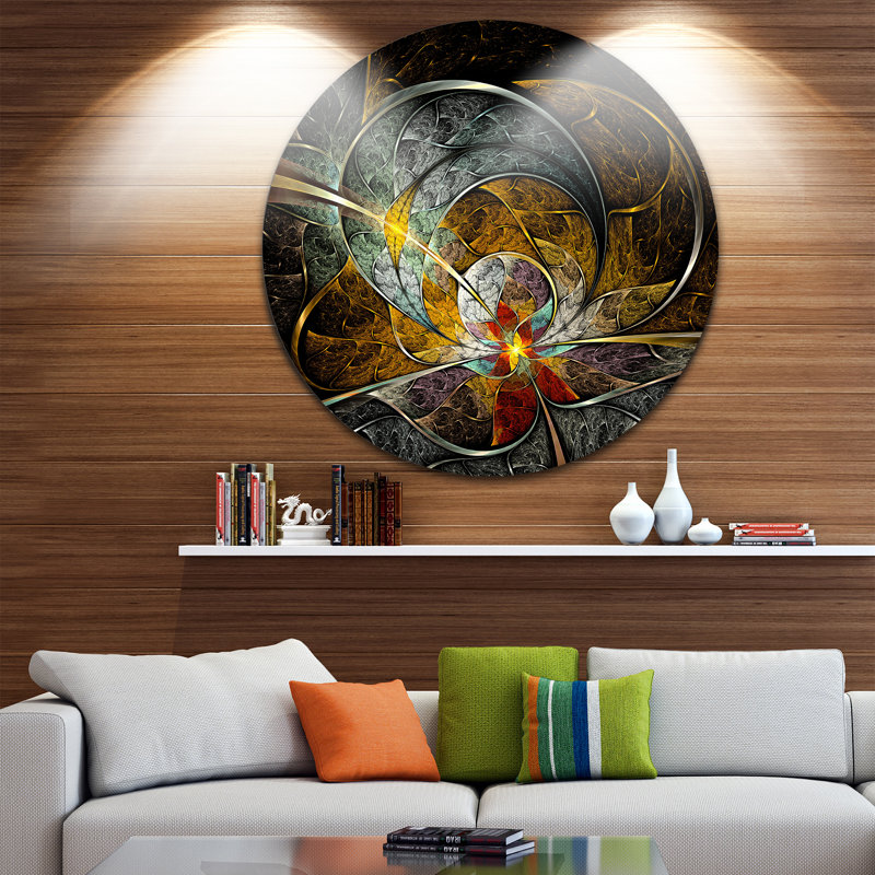 " Symmetrical Yellow Digital Art Flower ", 23" H x 23" W x 1" D