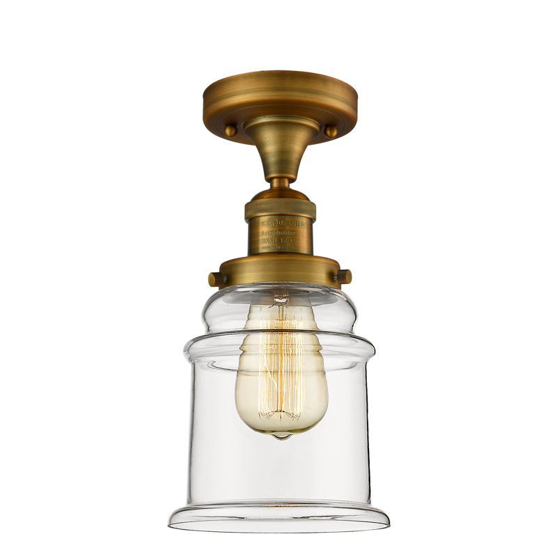 Plafonnier semi-encastré 1 lumière 6 po Galaviz, Laiton brossé, Transparent