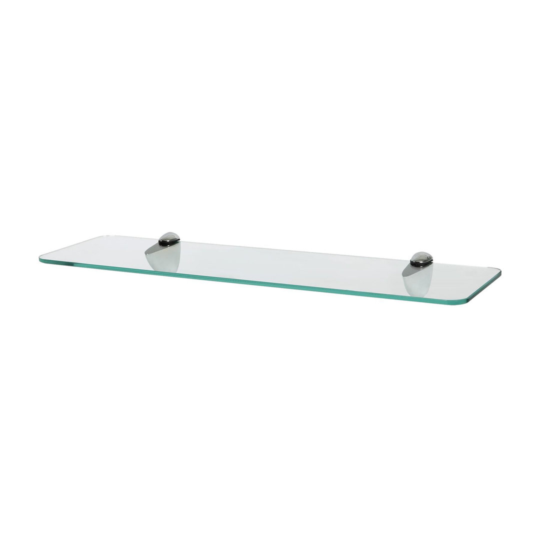Harbour Housewares - Rounded Floating Glass Shelf with Metallic Brackets