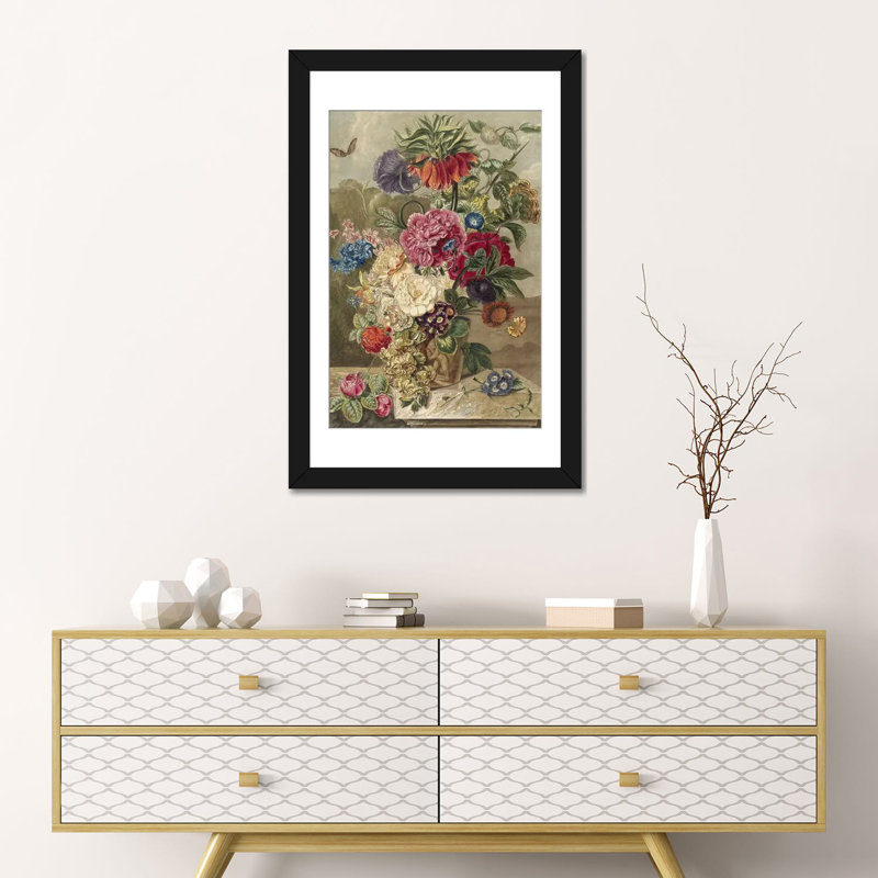 « fleurs xvii », impression sur toile, H 24 po x l 16 po x P 1 po, Papier d'art encadré noir, Blanc