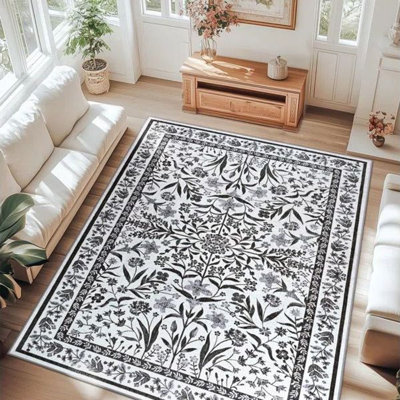 Grand tapis de salon oriental floral tapis de chambre lavable antidérapant tapis décoratif coloré rétro pour la décoration intérieure
