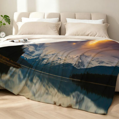 Jeté transparent en flanelle molletonnée, impression d'un côté du parc national du Canada