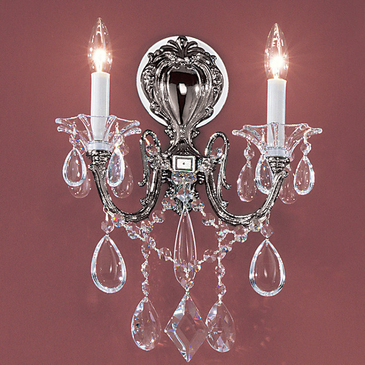 Lampe murale bougie 2 lumières Fabry, Crystalique, Perle ébène