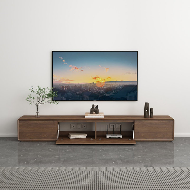 Crédence de rangement simple pour meuble télé simple L 94,5 po, Brun