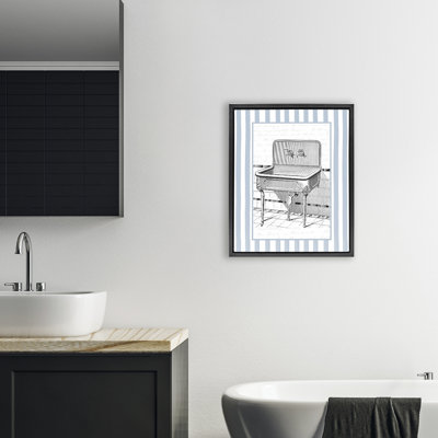 Vintage Bath Sink Stripes Floating Frame, design by Lettered and Lined