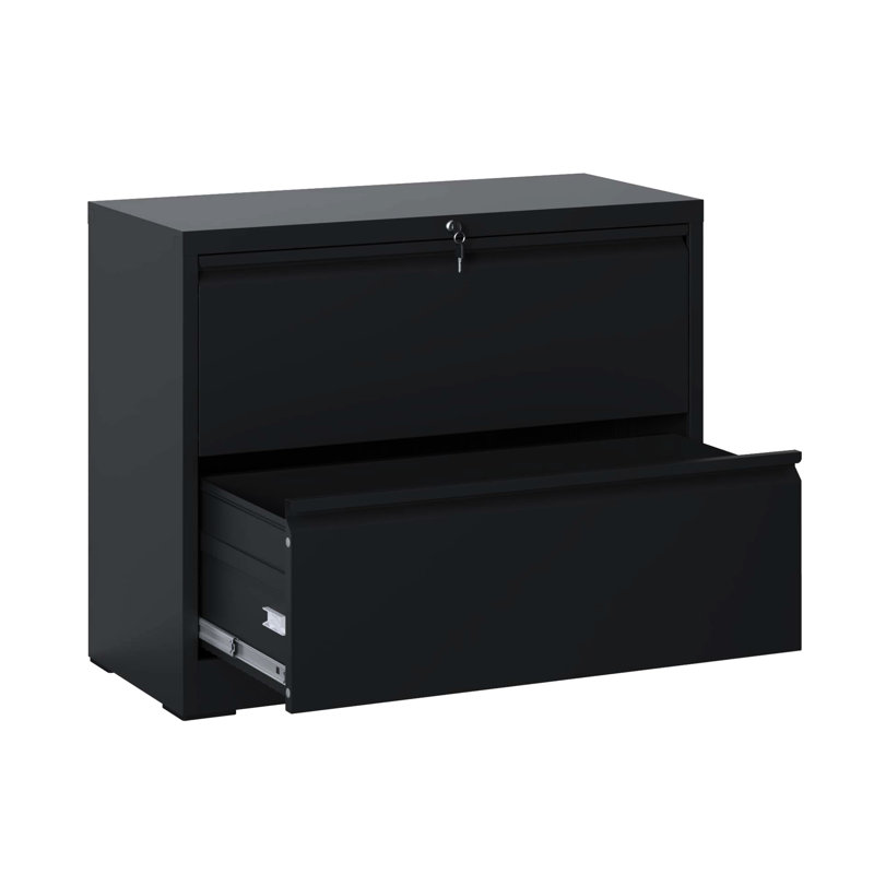 Classeur en métal noir, 2 tiroirs, pour l'organisation de bureau, s'adapte à différentes tailles Noir, bureau, s'adapte