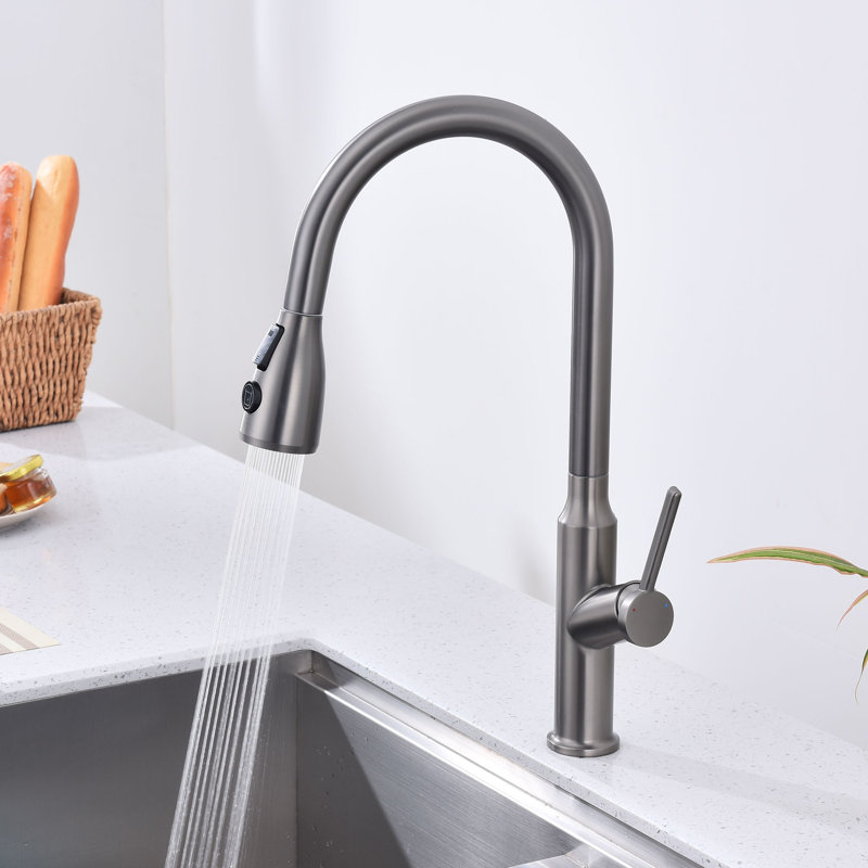Robinet de cuisine 18 po à poignée simple avec 3 modes de débit