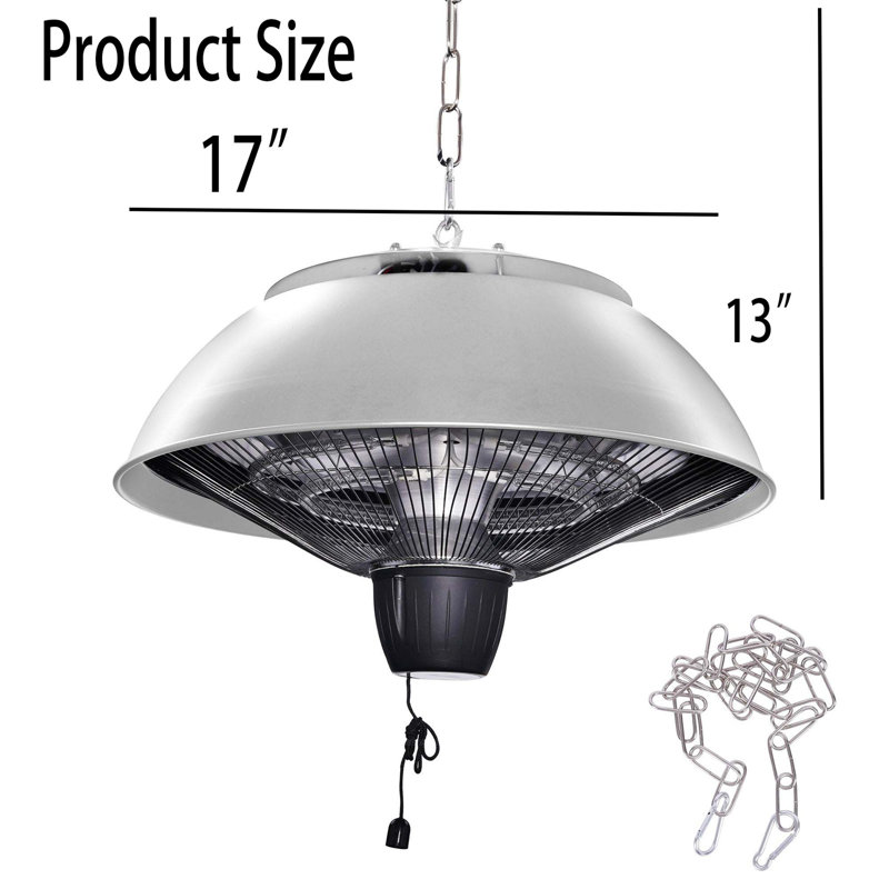 Electric Hanging Patio Heater, Silver
