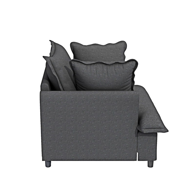 Upholstered Single Seat Sofa With Pillows, Gray
