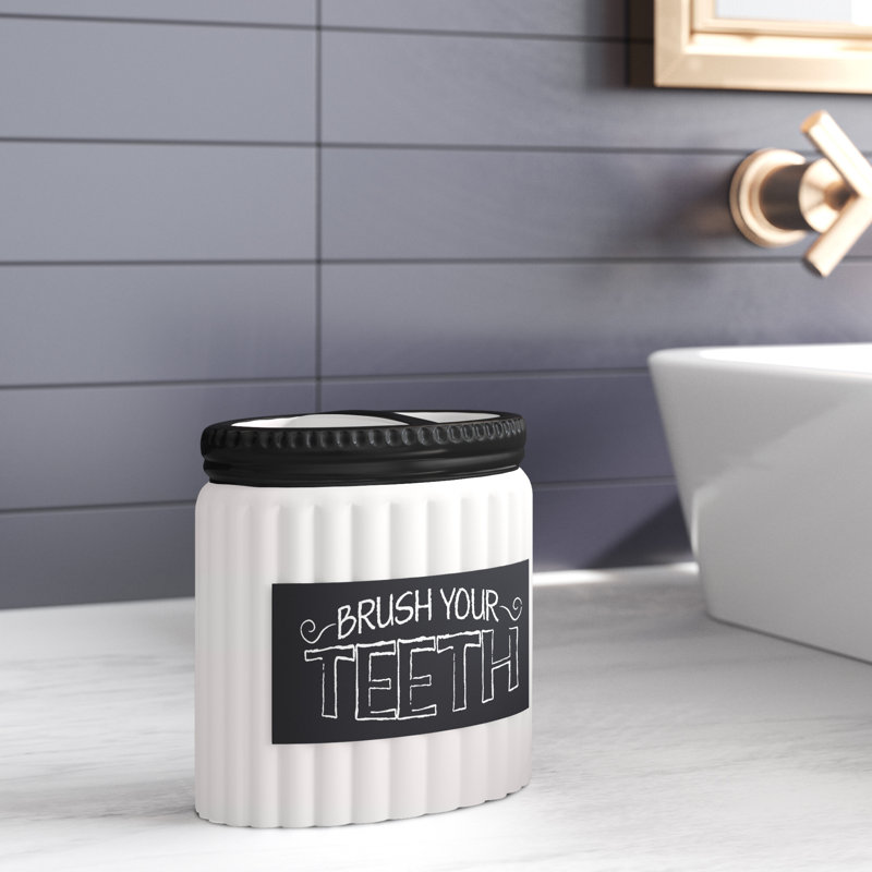 Avanti Linens Chalk It Up Ceramic / Porcelain Toothbrush Holder