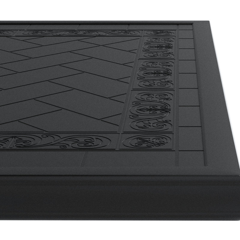Table de patio en fonte d'aluminium - Structure noire, rectangulaire, détails, motif de salle à manger d'extérieur protégé