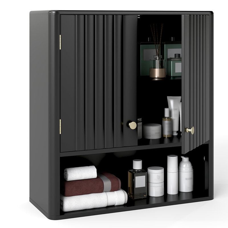 MDF Wall Mounted Required Bathroom Cabinet, Black