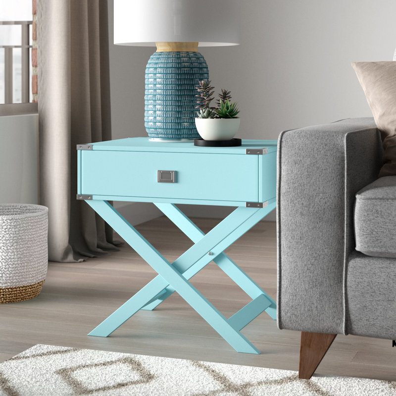 Table de bout avec rangement Makan, Bleu
