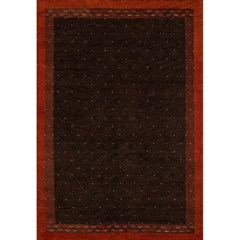 Tapis rouille en laine noué à la main Maben, Rectangle 5 pi 3 po x 8 pi